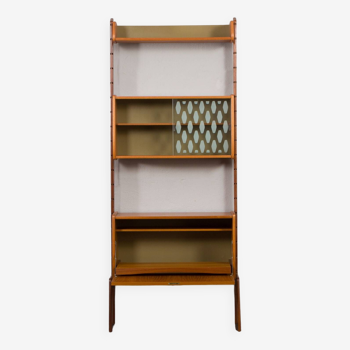 Single mid-century wall unit in teak with bar cabinet by John Texmon, Norway 1960s