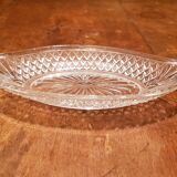 Plat à apéritif vintage ovale en verre ciselé