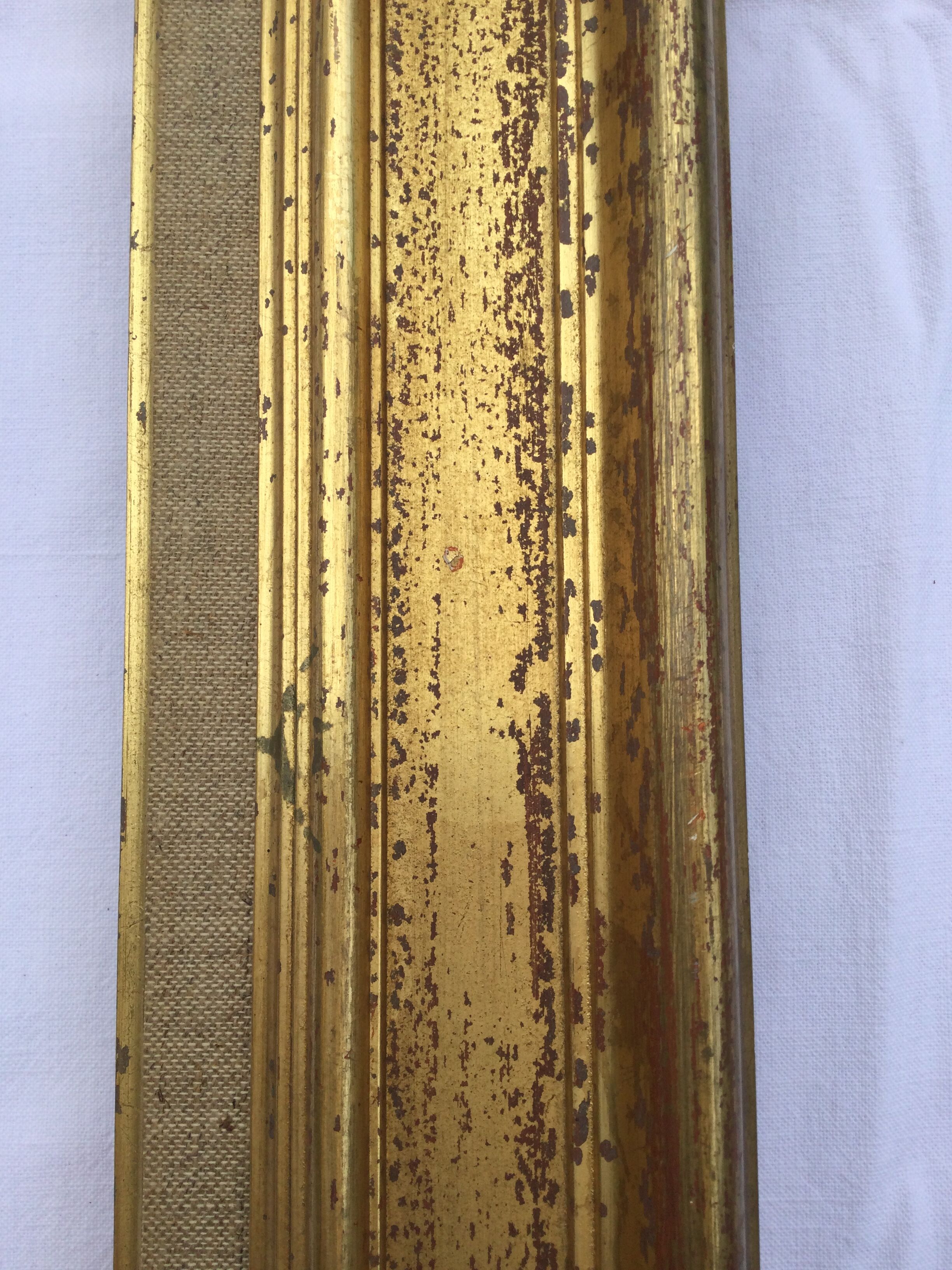 1950s frame in gilded wood aged effect and fabric