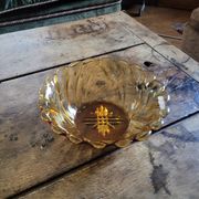 Coupe en verre ambré – design torsadé vintage