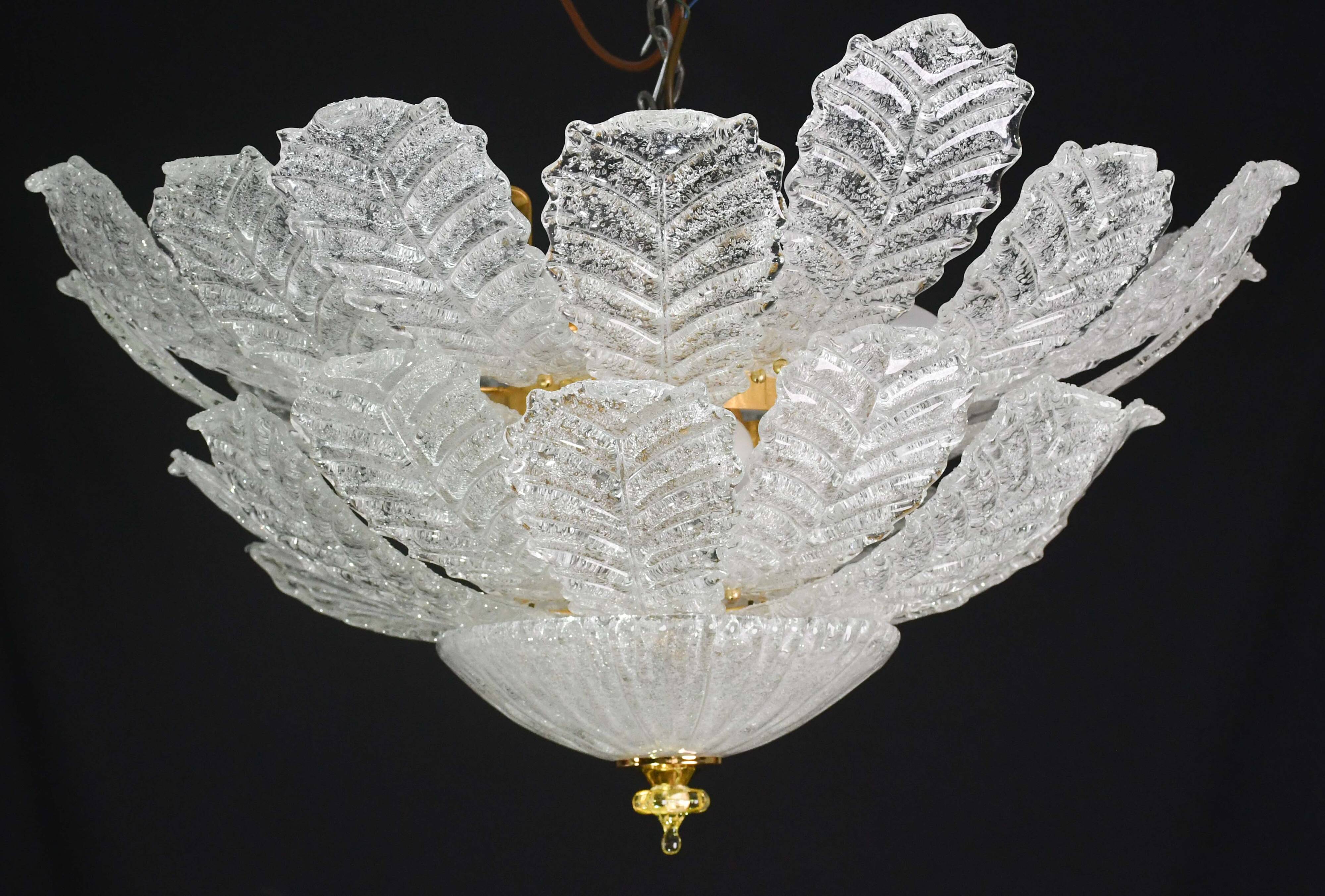 Florence, large size Murano clear transparent vintage glass ceiling light