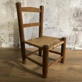 Small vintage children's chair - wood and rattan sluice