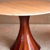 Marble and rosewood round dining table