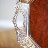 Early-20th Century Wooden Tray with Metal Openwork Border, 1950s