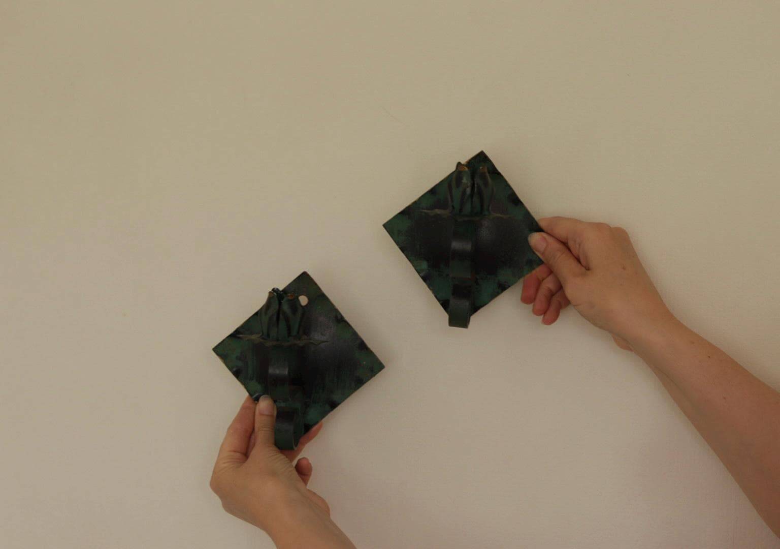 Vintage Swedish Wall Sconces in Patinated Greenish Brass