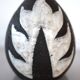 Vintage Danish pottery vase with graphic monochrome design and glazing from Helge Österberg