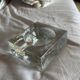 Scandinavian brutalist glass ashtray, minimalist design, 70s