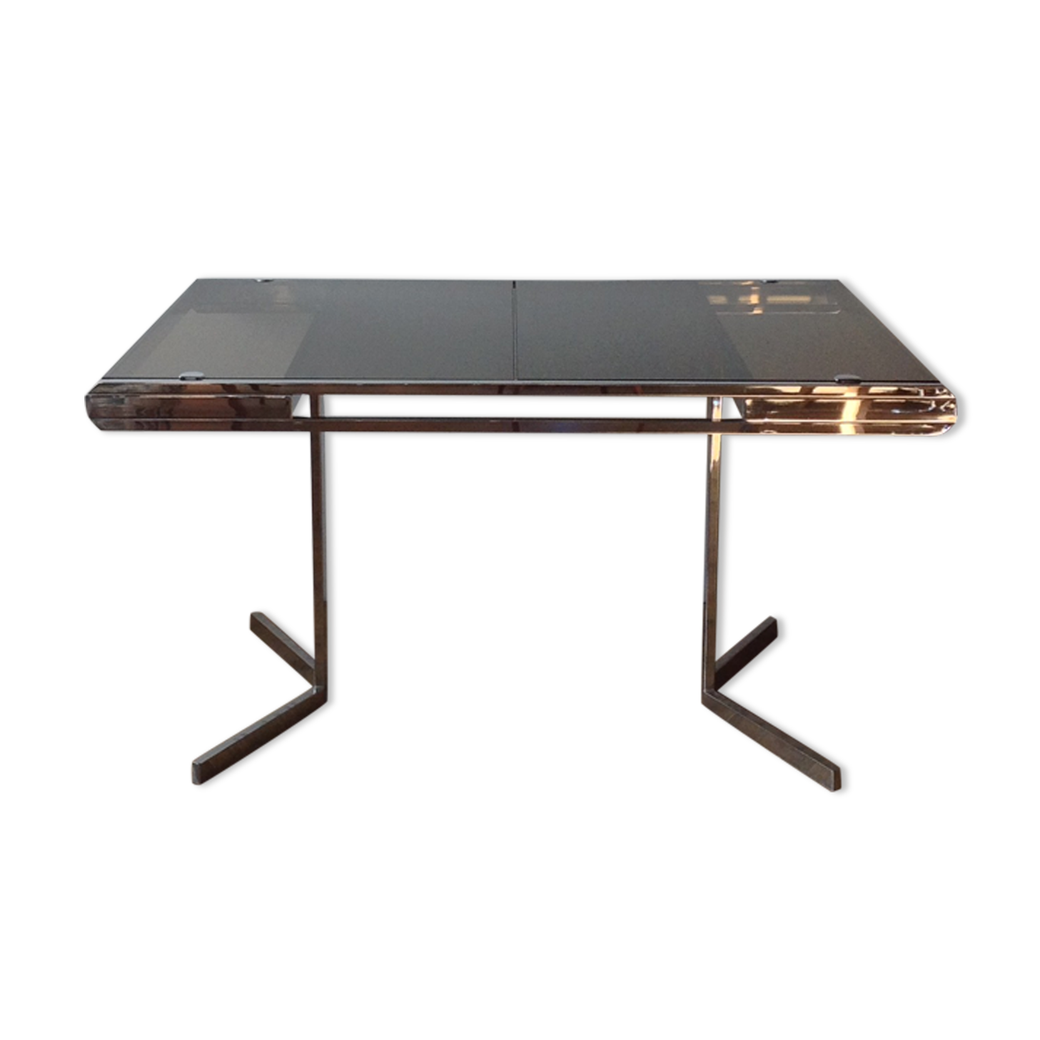 Table 1970 chrome and glass with extensions