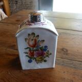 Floral porcelain bathroom bottle with engraved silver cap