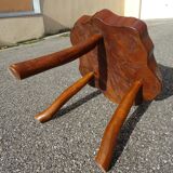 Brutalist style coffee table in vintage solid wood