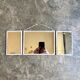 Miroir triptyque en métal beige