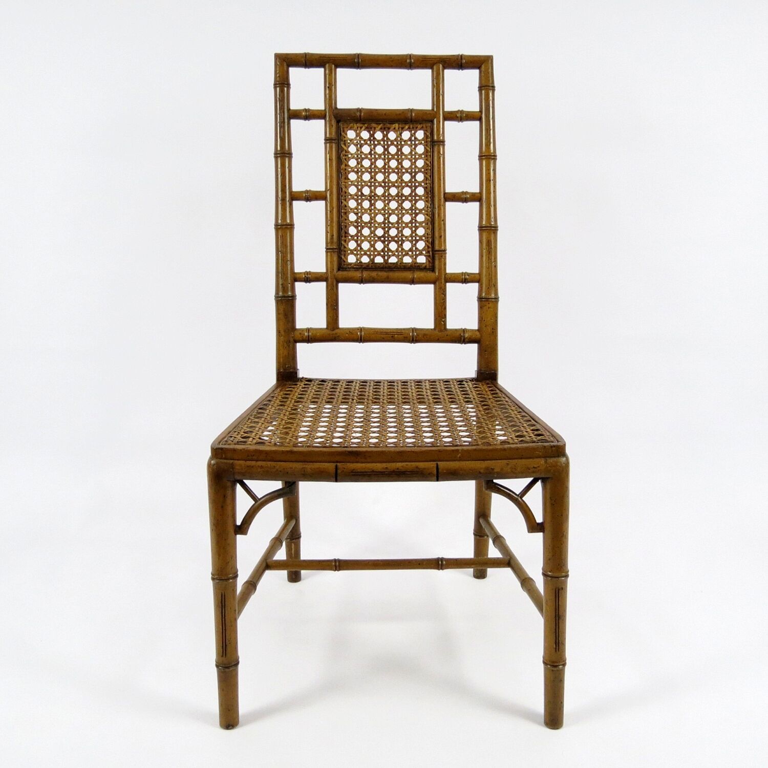Paire de chaises de salle à manger en faux bambou, années 1970