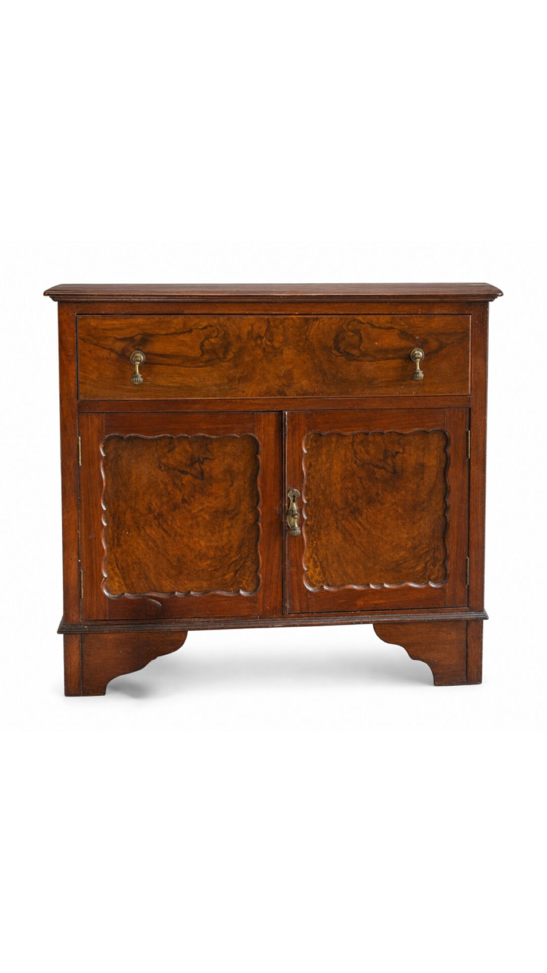 Antique walnut burl commode – 1 drawer and 2 doors