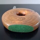 Turned wooden donut soliflore vase