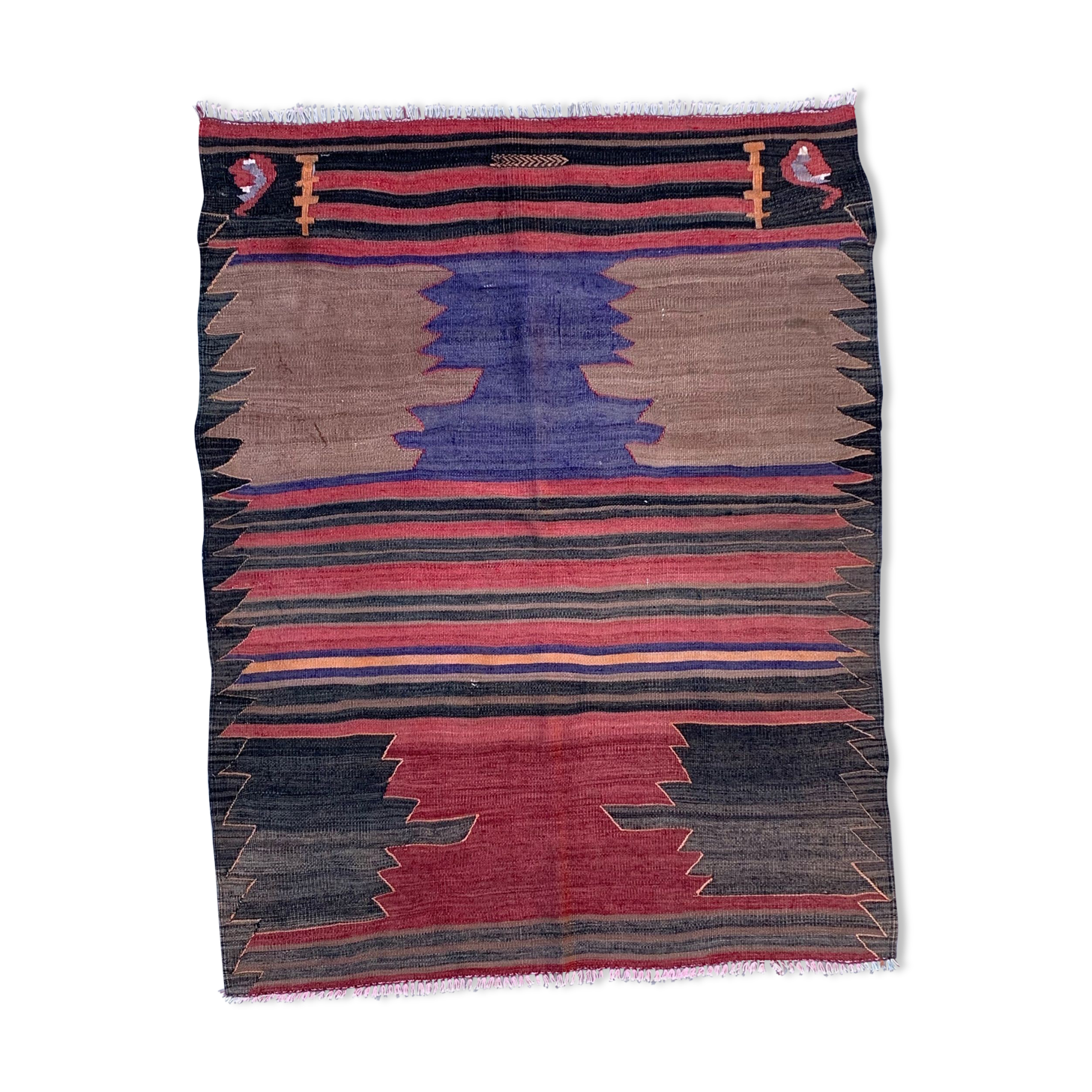 Medium Vintage Turkish Kilim Rug 140x111 cm Wool Kelim