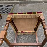 6 Louis XIII dining chairs in solid wood and burgundy velvet.