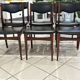 Set of 6 Scandinavian teak chairs, 1970s design.