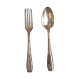 Cuillère et fourchette en métal argenté