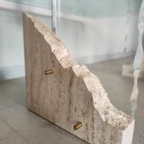 Travertine and glass coffee table