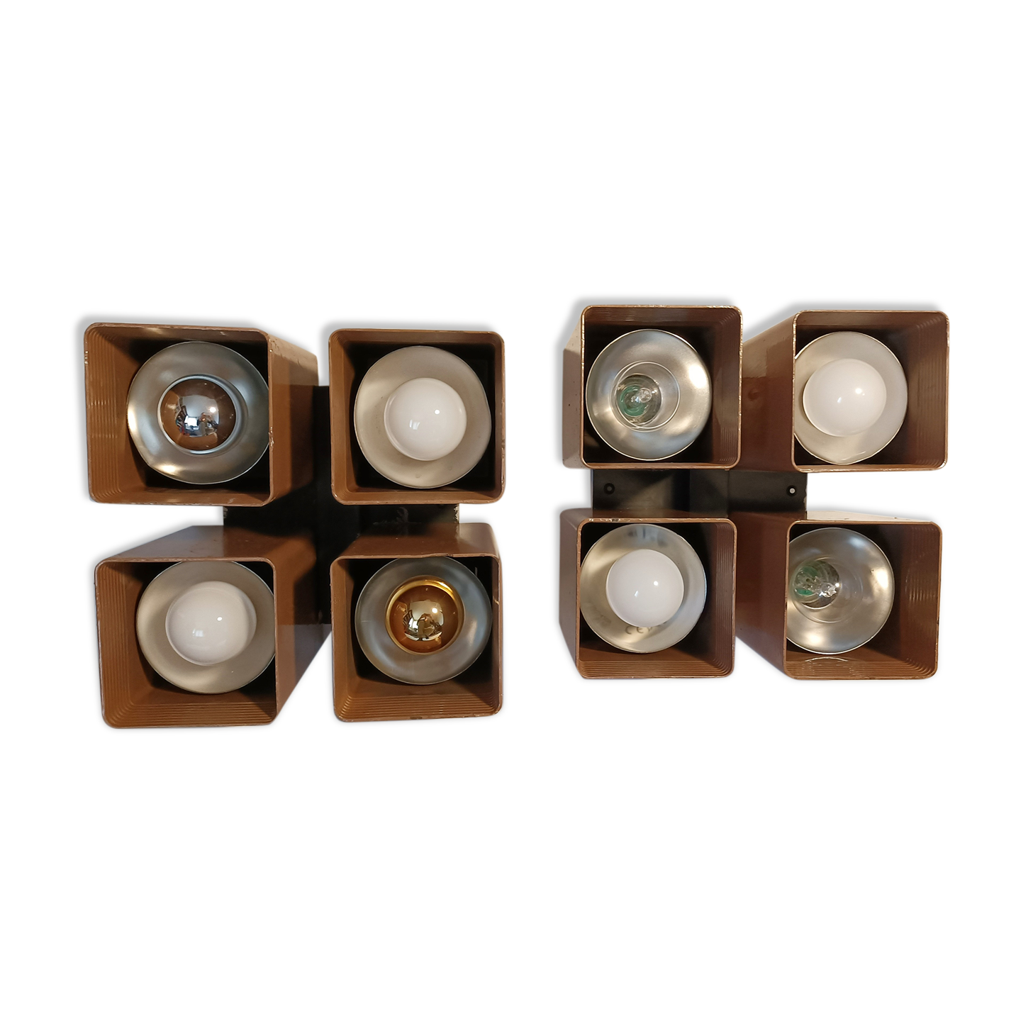 Pair of ceiling lights RAAK model Viervoud 1970's Vintage