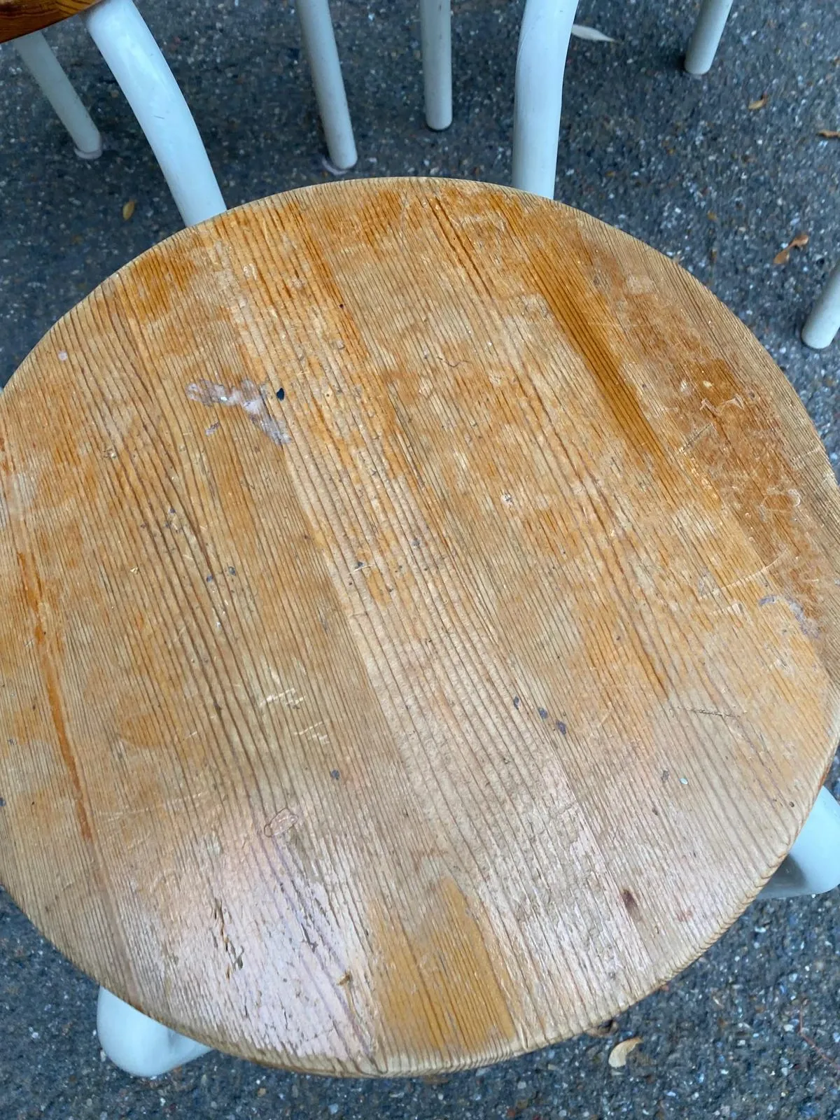 Set of 3 stackable stools in Ikea Frosta style, solid wood and steel, 1990.