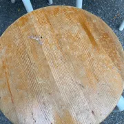 Set of 3 stackable stools in Ikea Frosta style, solid wood and steel, 1990.