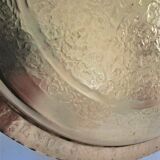 Plateau oriental laiton décor floral signé