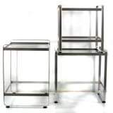 3 Seventies aluminium glass nesting tables