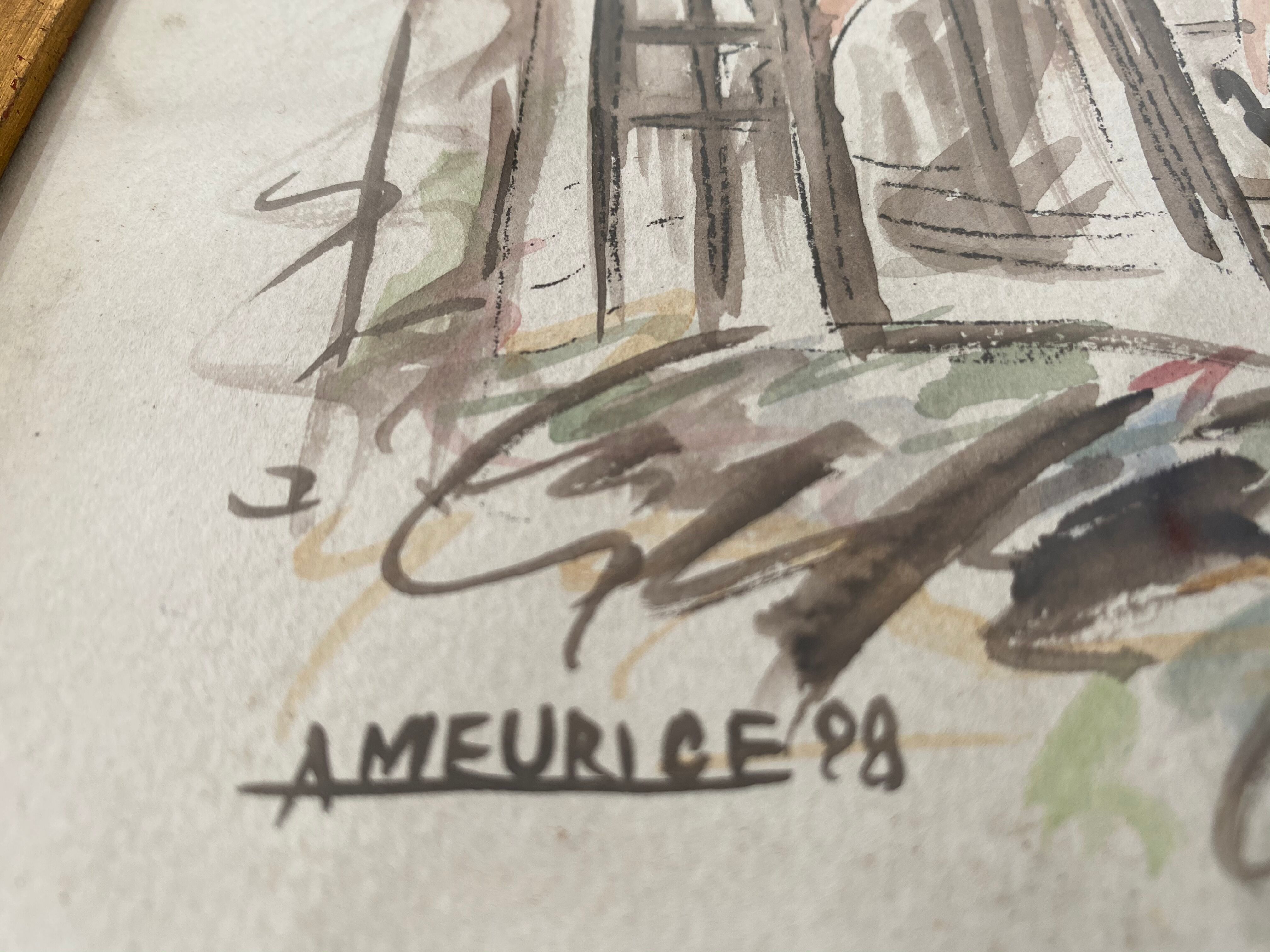 Watercolor haute couture 1928 André Meurice