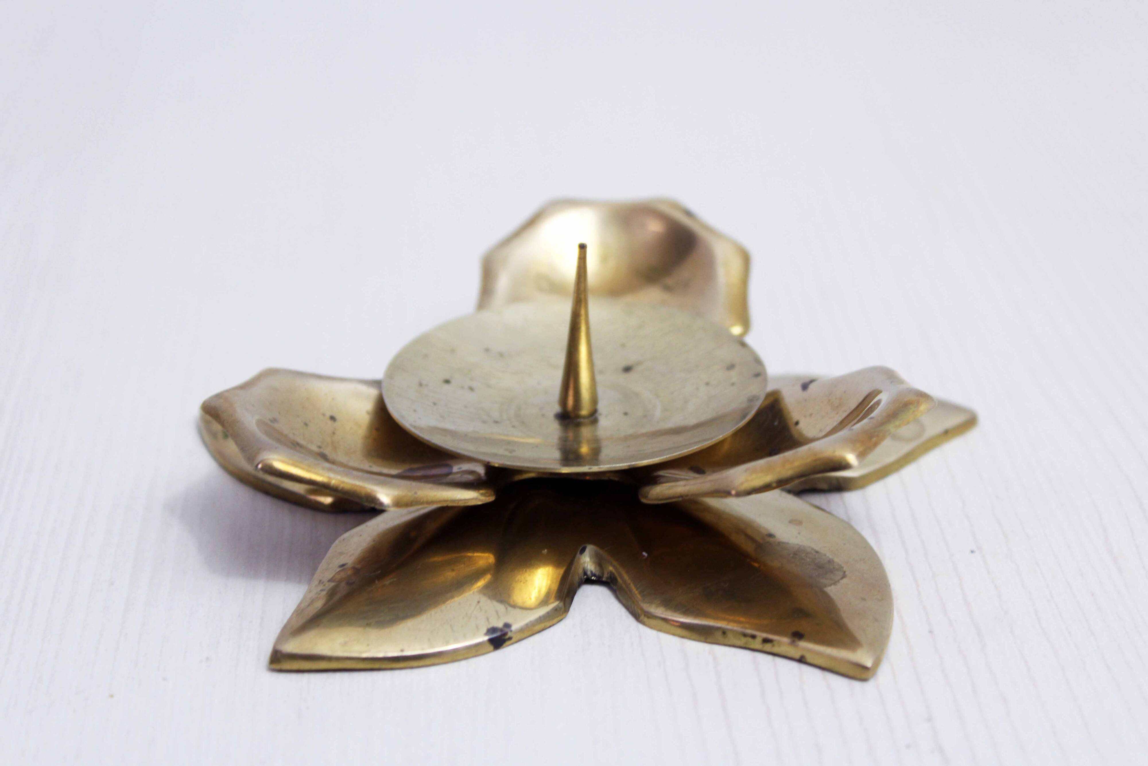 Brass flower candle holder
