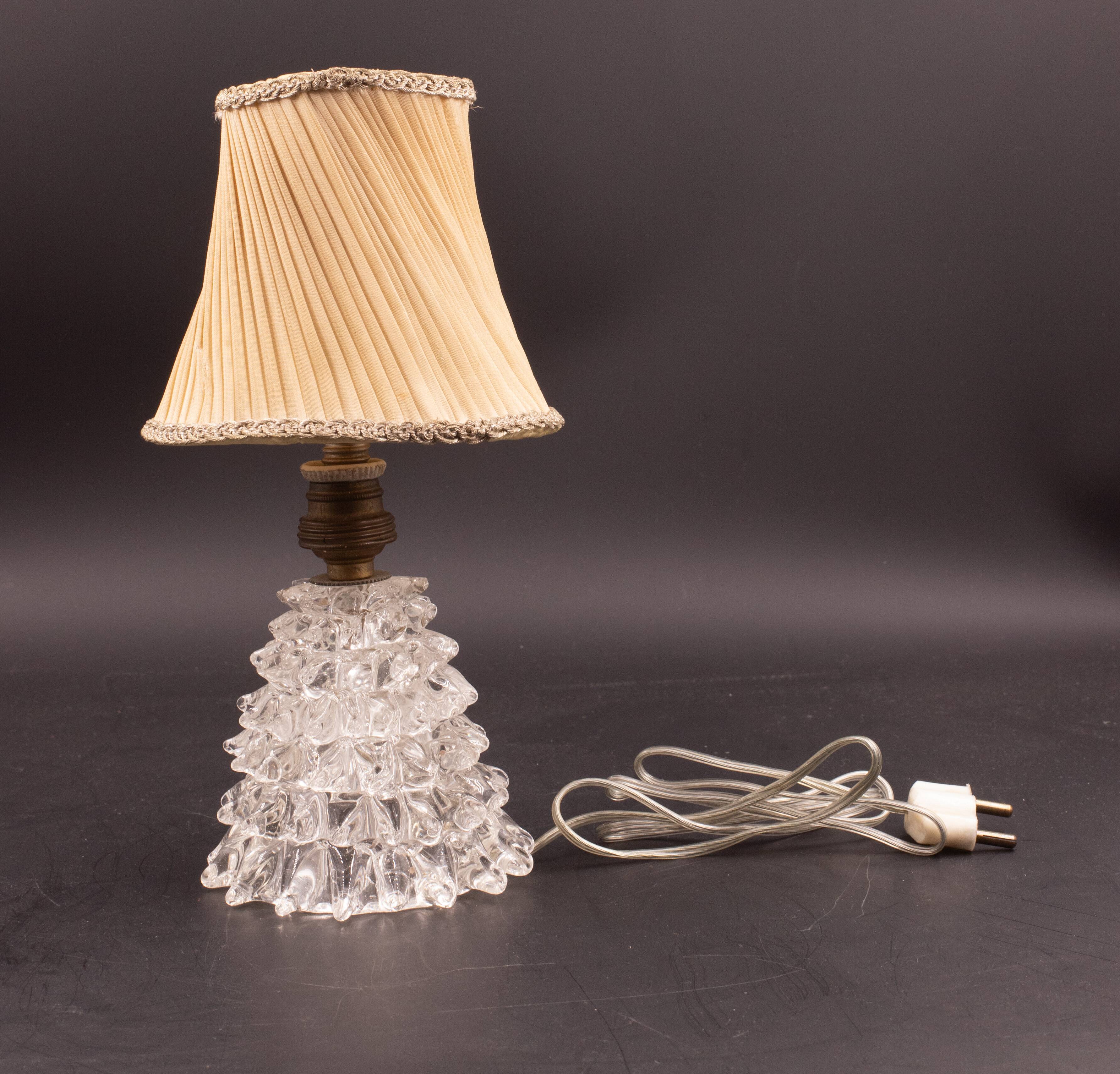 Lampe de table dans un vase en verre de murano rostrato pour barovier & toso, années 1940