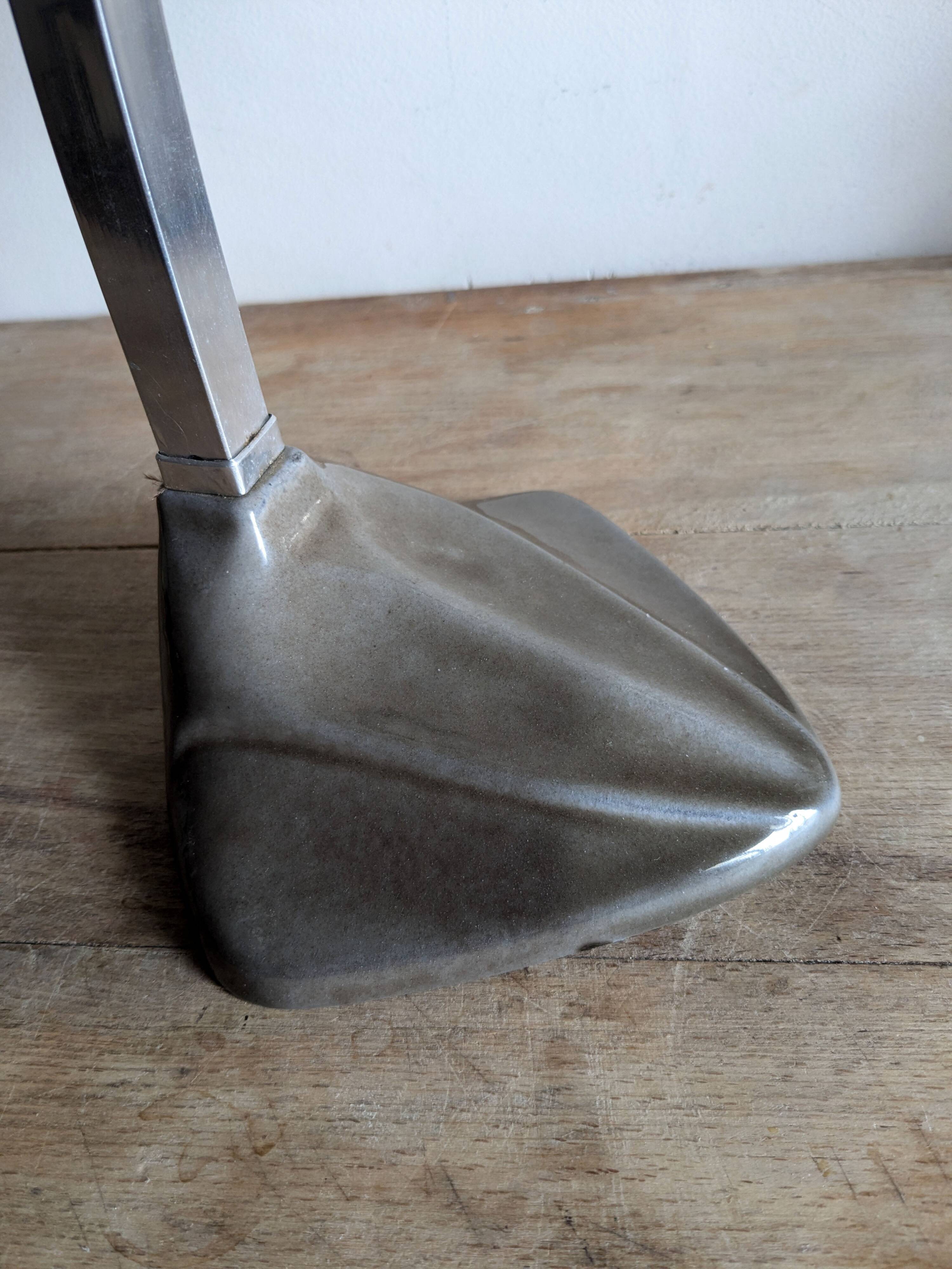 Cobra parabolic lamp with enameled cast iron base, Art Nouveau.