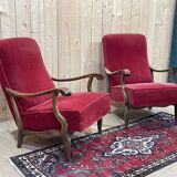 Pair of beech bridge armchairs from the 1950s