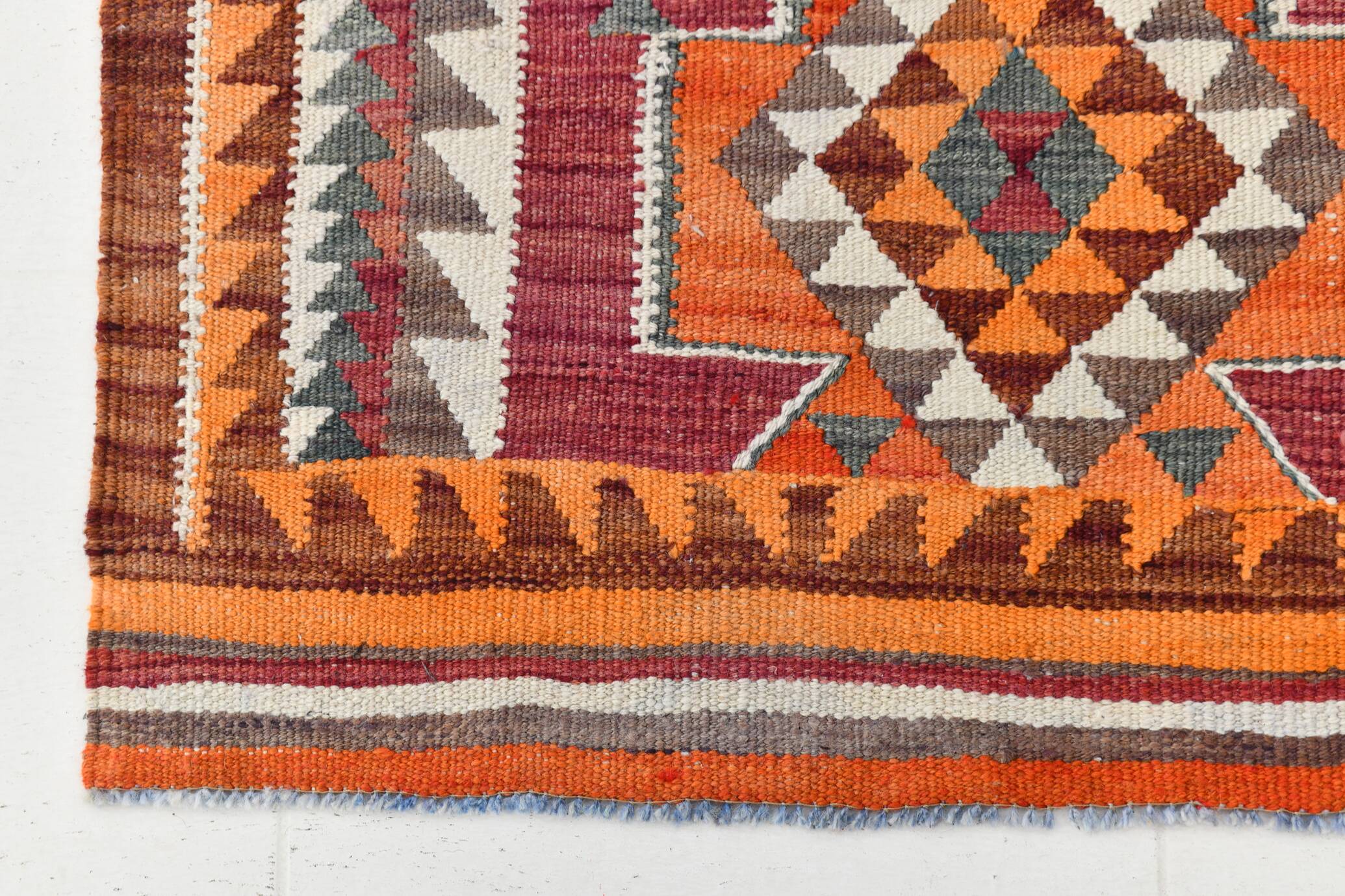 Vintage Burgundy Persian Kilim Runner Rug,, 98x235Cm