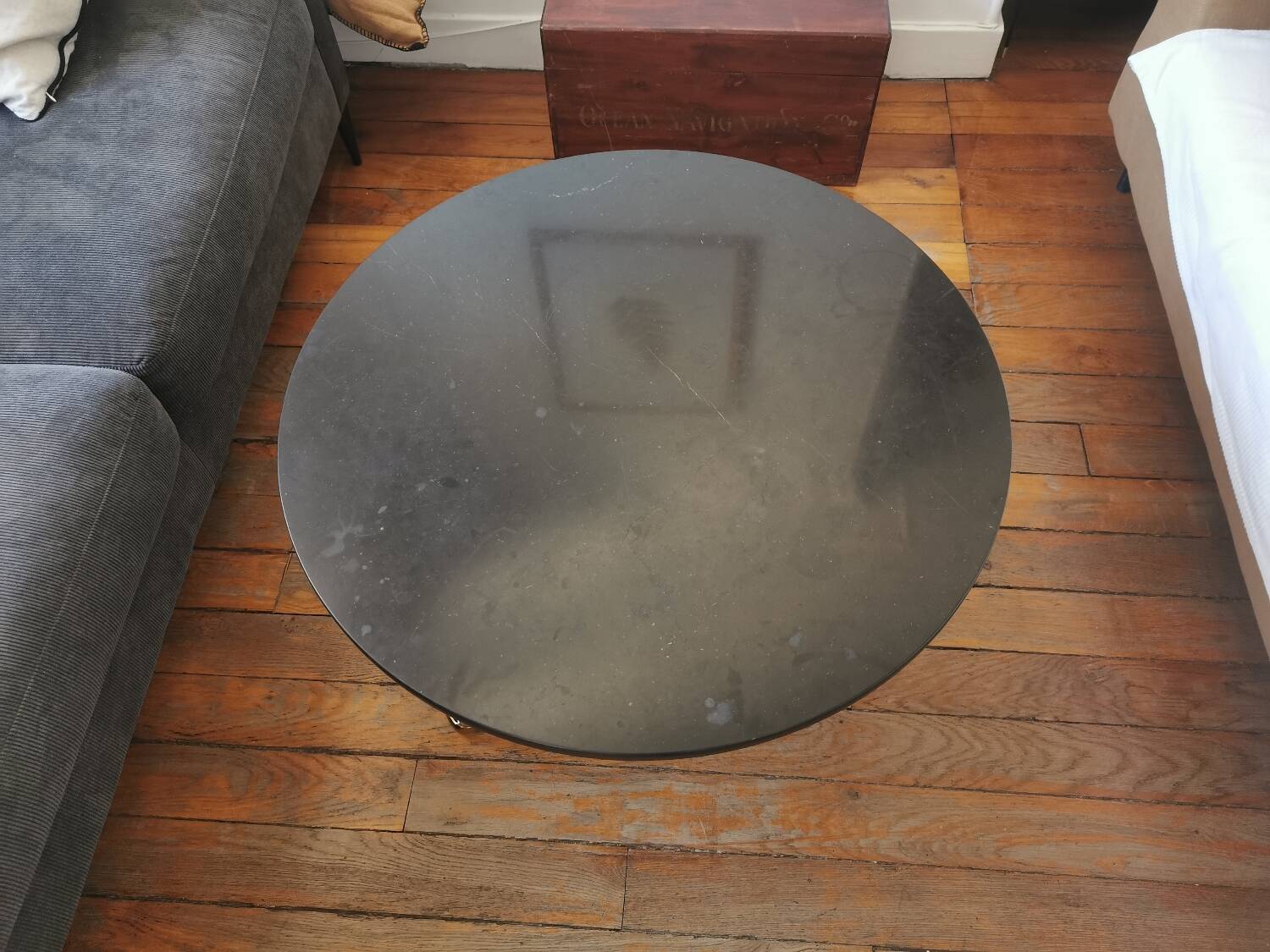 Black marble and gold metal coffee table