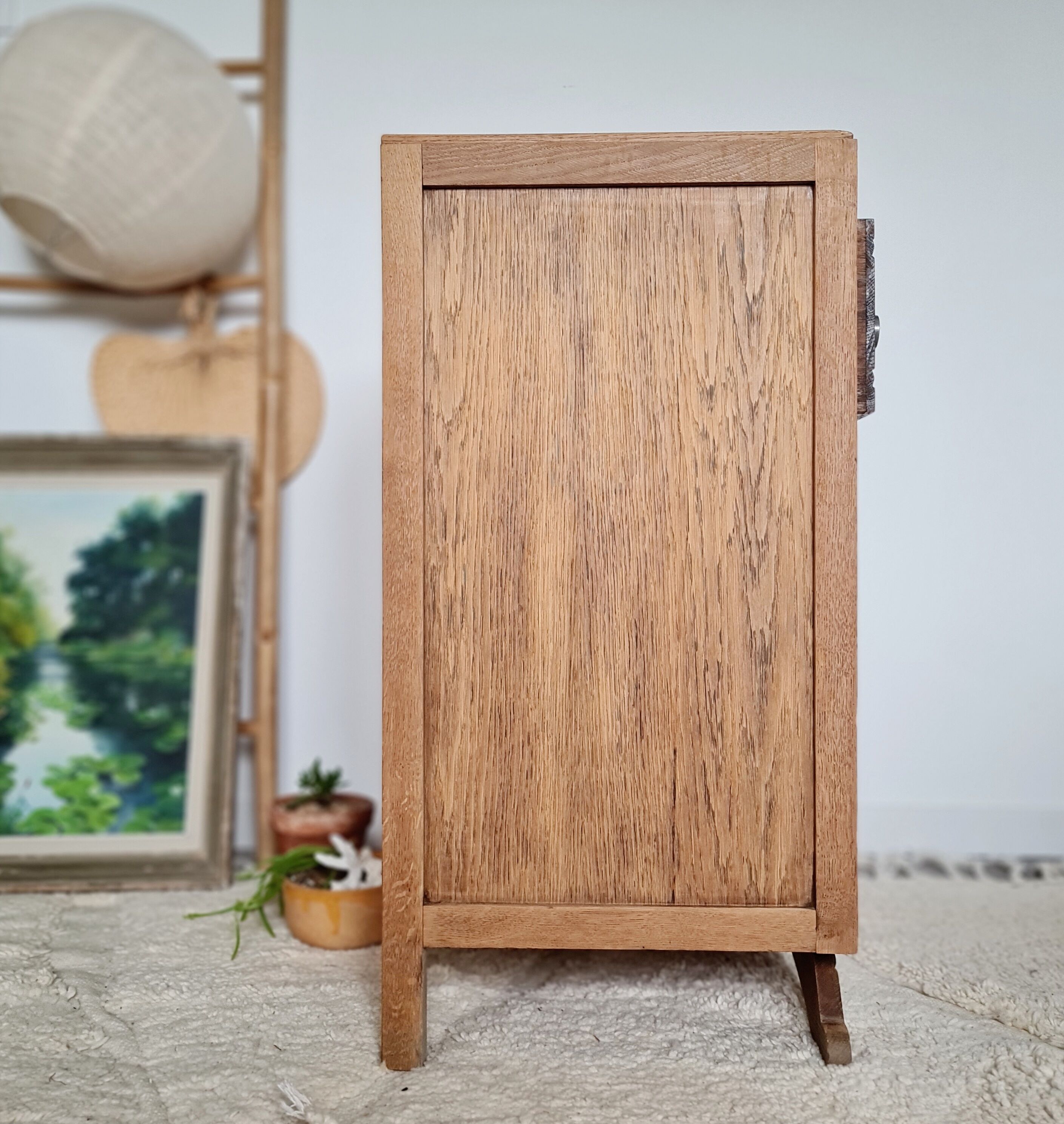 Art Deco chest of drawers curved legs raw wood