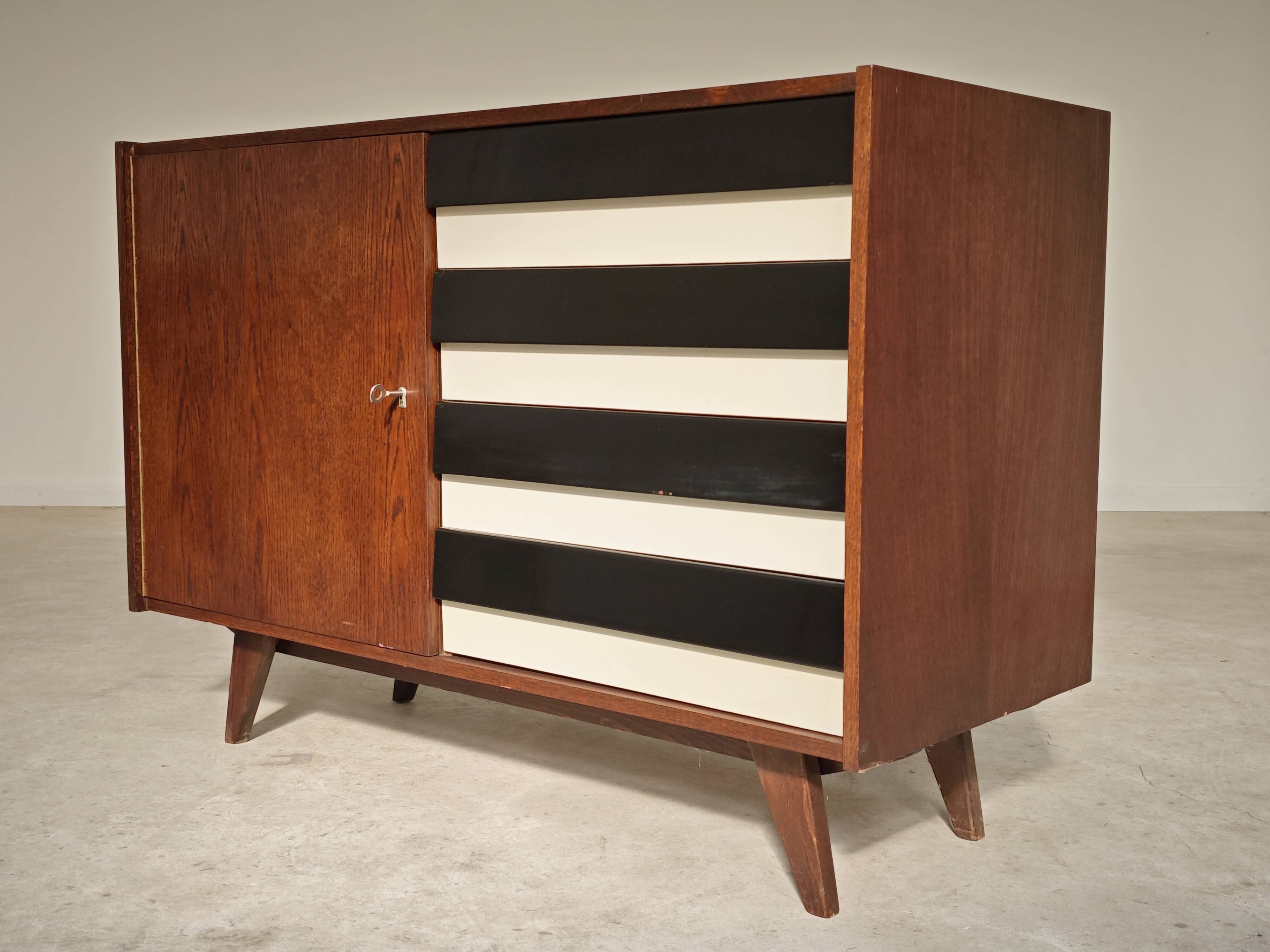 U 458 black and white sideboard by Jiri Jiroutek for Interier Praha, 1960
