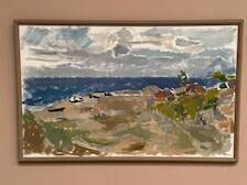 Large Original Swedish Oil on Canvas – “Strand, Öland” by Ingvar Hällgren
