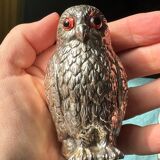 Vintage silver-plated owl-shaped salt and pepper shakers