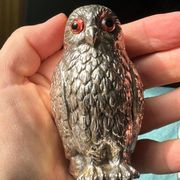Vintage silver-plated owl-shaped salt and pepper shakers