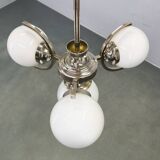 Art Deco Nickel and Glass Chandelier, 1930s