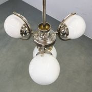 Art Deco Nickel and Glass Chandelier, 1930s