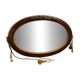 Miroir en bois et plâtre, décor fleuri, Art Déco