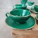 Service à café / thé Saint-Clément modèle 4044 vert émaillé doré – Art déco