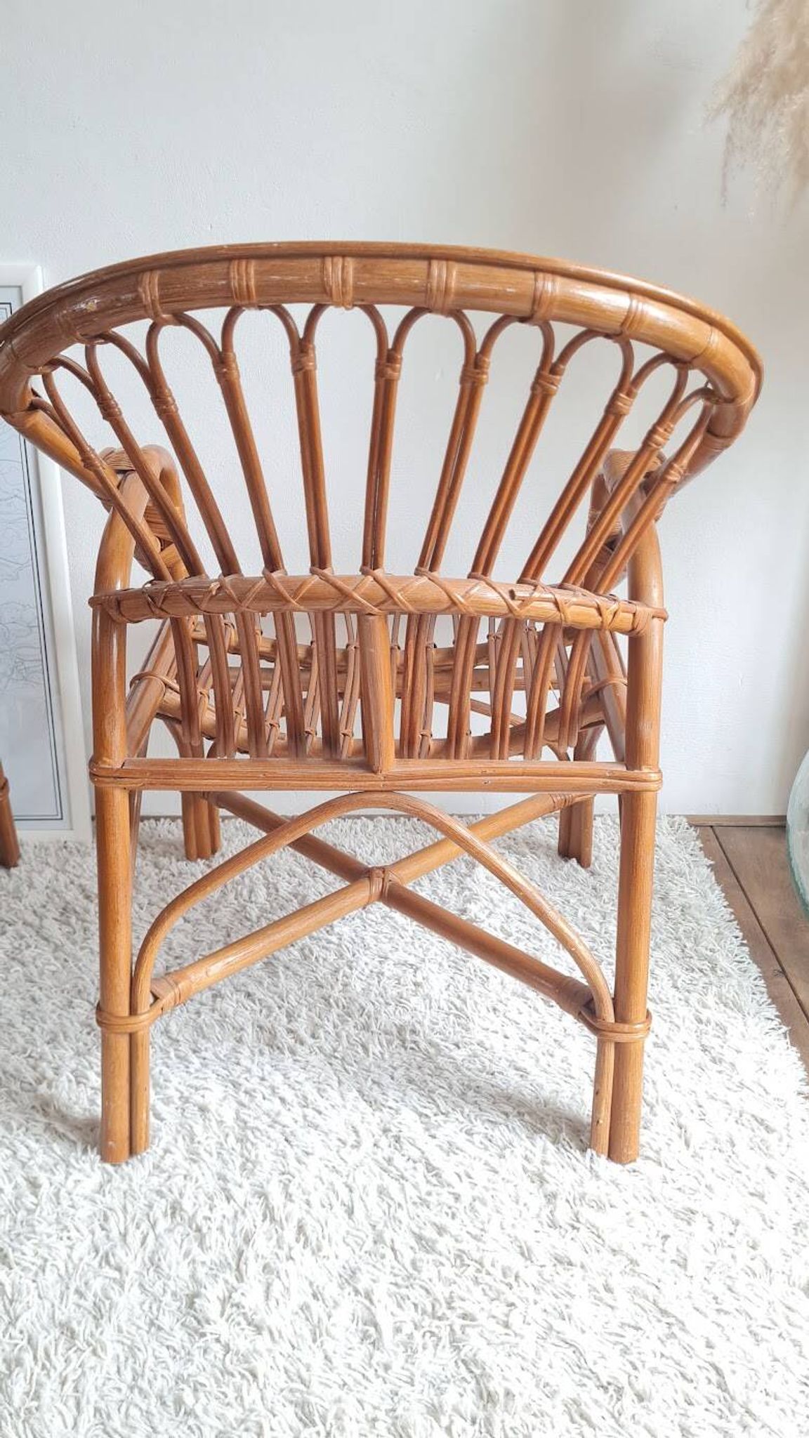 Paire de fauteuils en rotin vintage circa années 70
