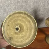 ORIENT XIX: Pair of large cup candlesticks in chiseled and gilded brass
