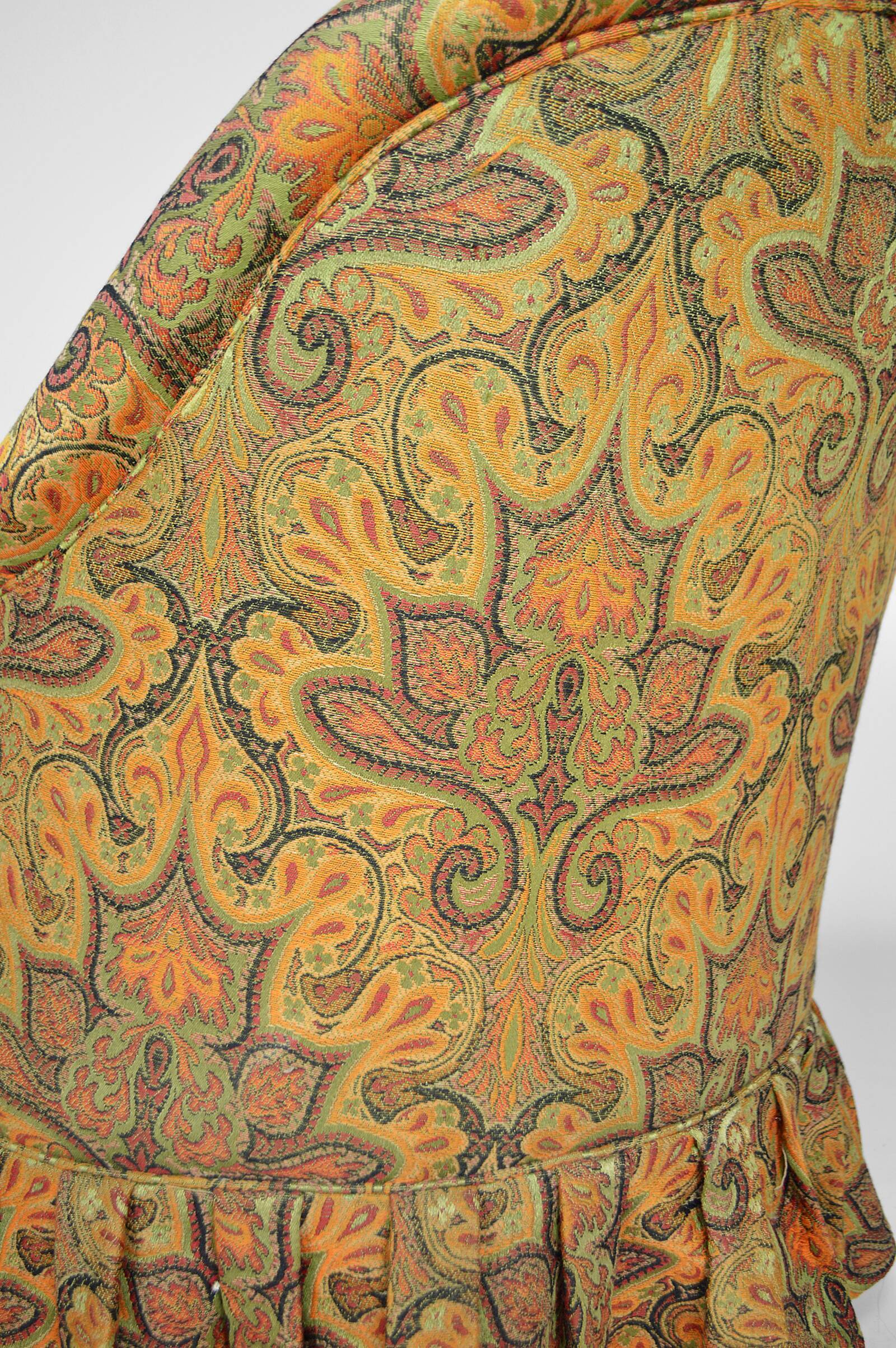 Pair of toad chairs, paisley fabric