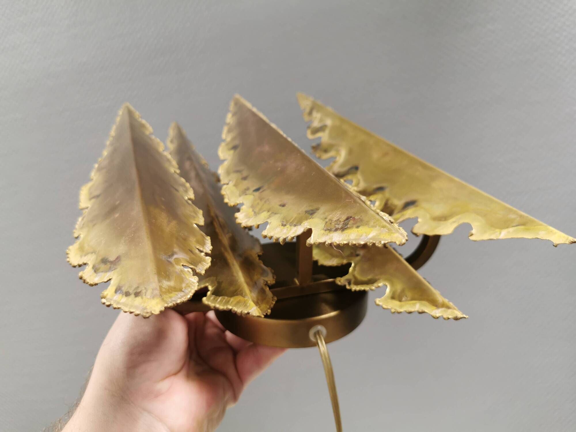 HUGE Brutalist Brass Wall Lamp by Svend Aage Holm Sørensen, Denmark 1960s
