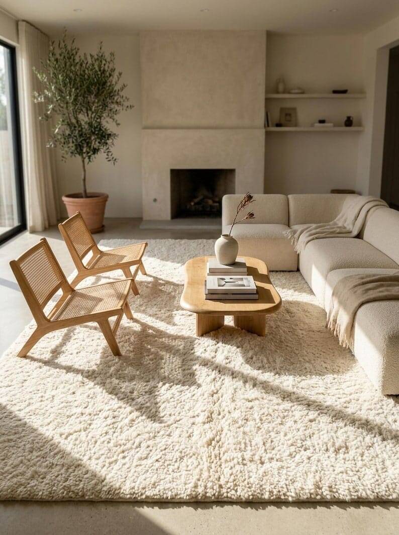 Handmade pure wool rug, size 2/3 m.