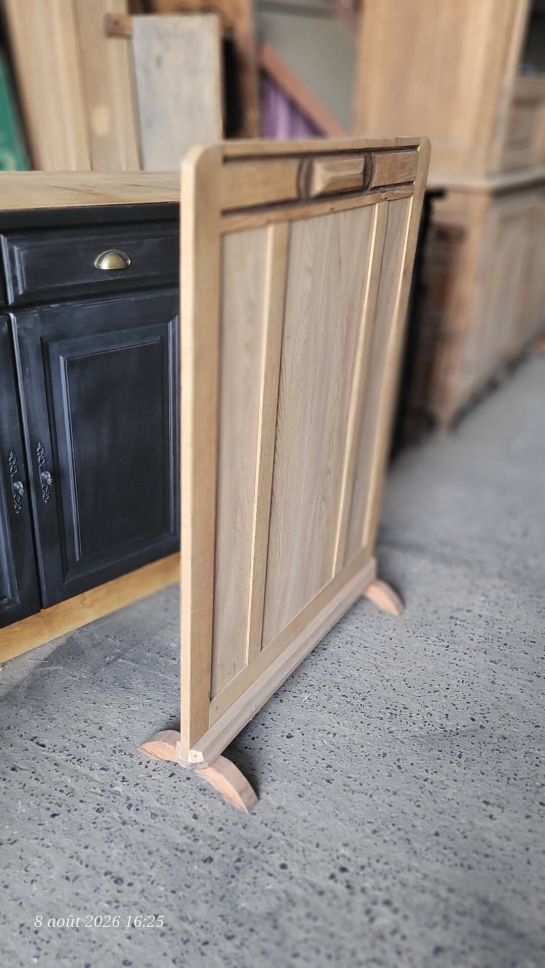 Old decorative wooden fireplace screen